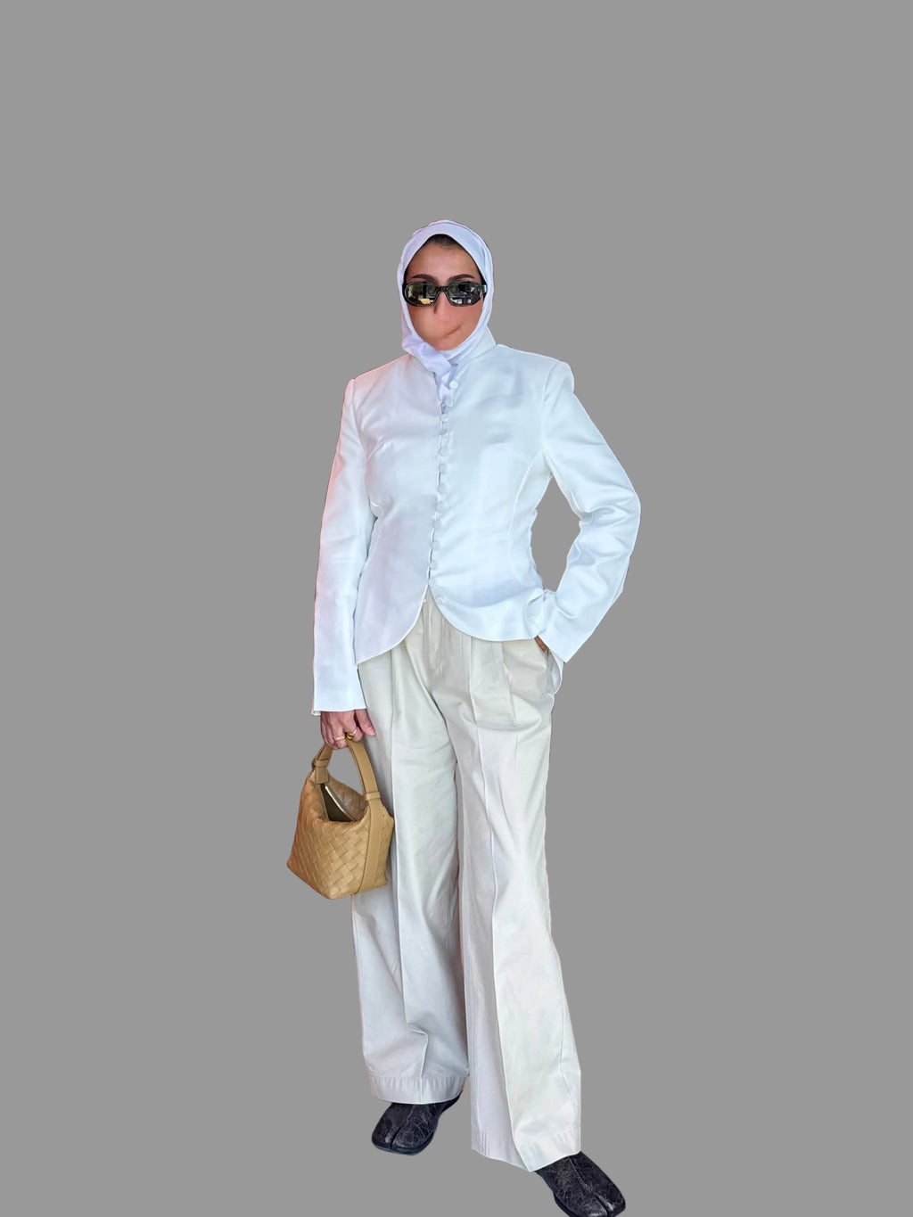 White buttons blazer