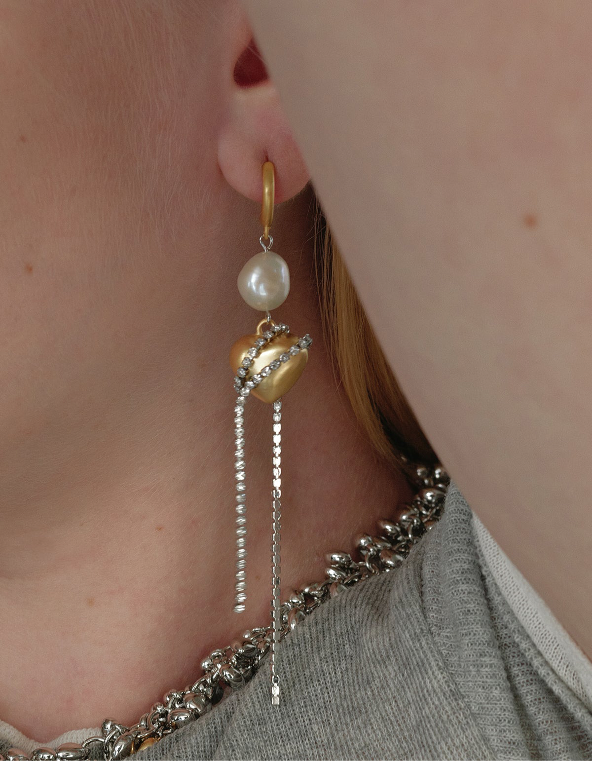 crystal heart (single earring)