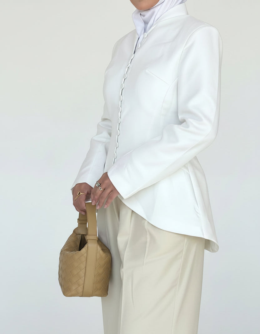 White buttons blazer