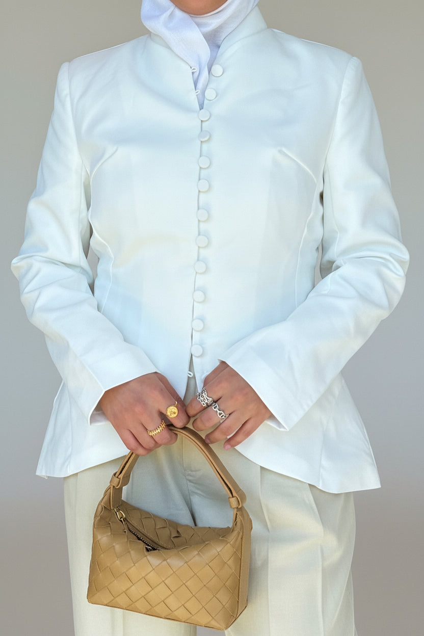 White buttons blazer