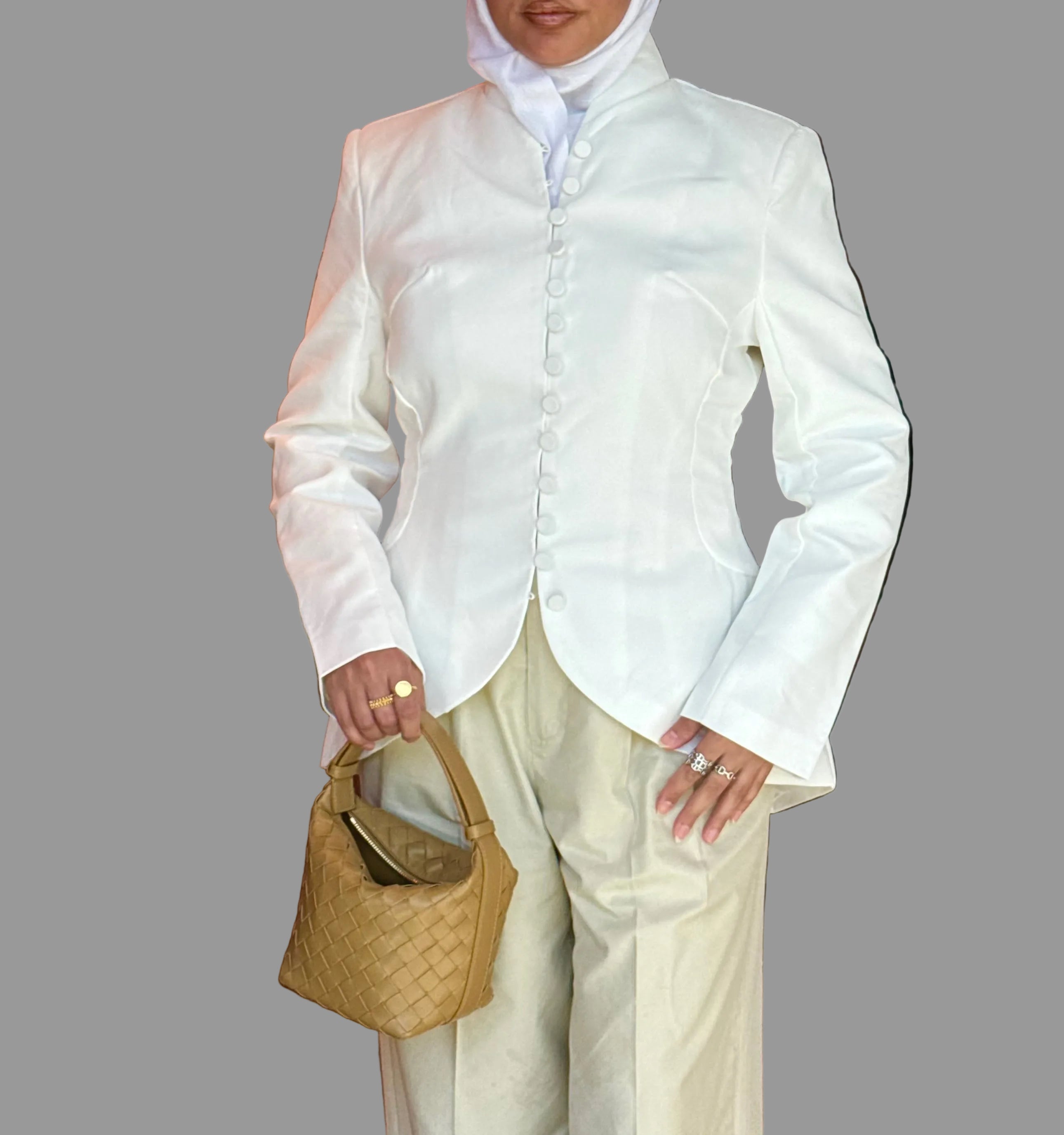 White buttons blazer
