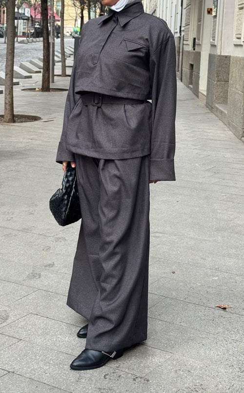 BELTED GRAY SET