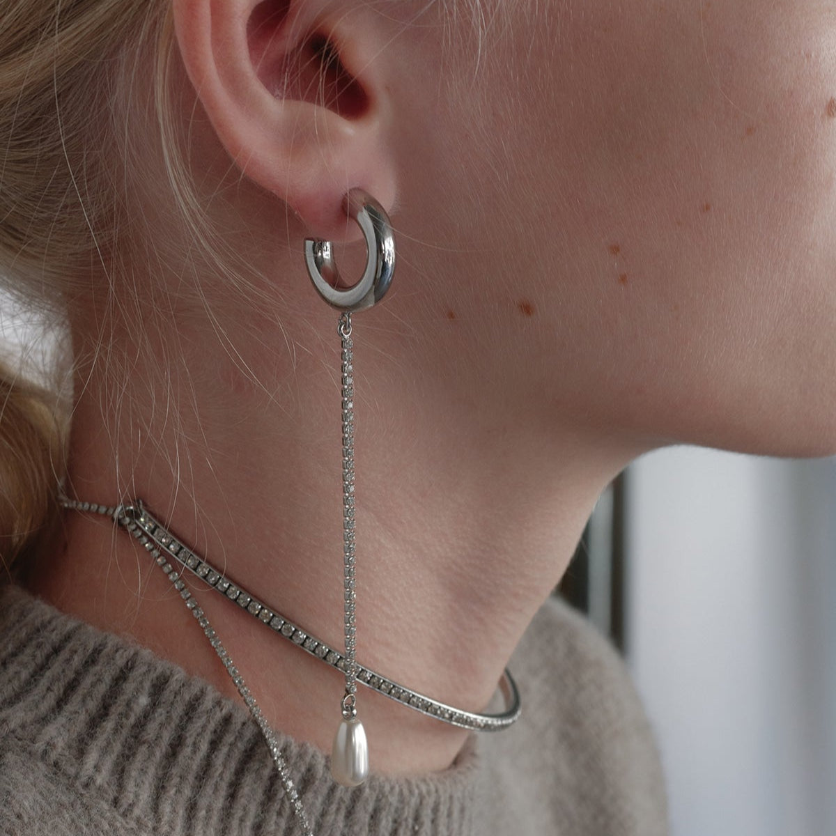 pearl earrings silver